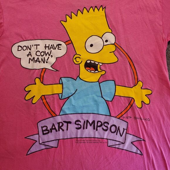 Ssi Other - VTG 1990 Bart Simpson Don’t Have A Cow Man T-Shirt Men’s M Pink Single Stitch